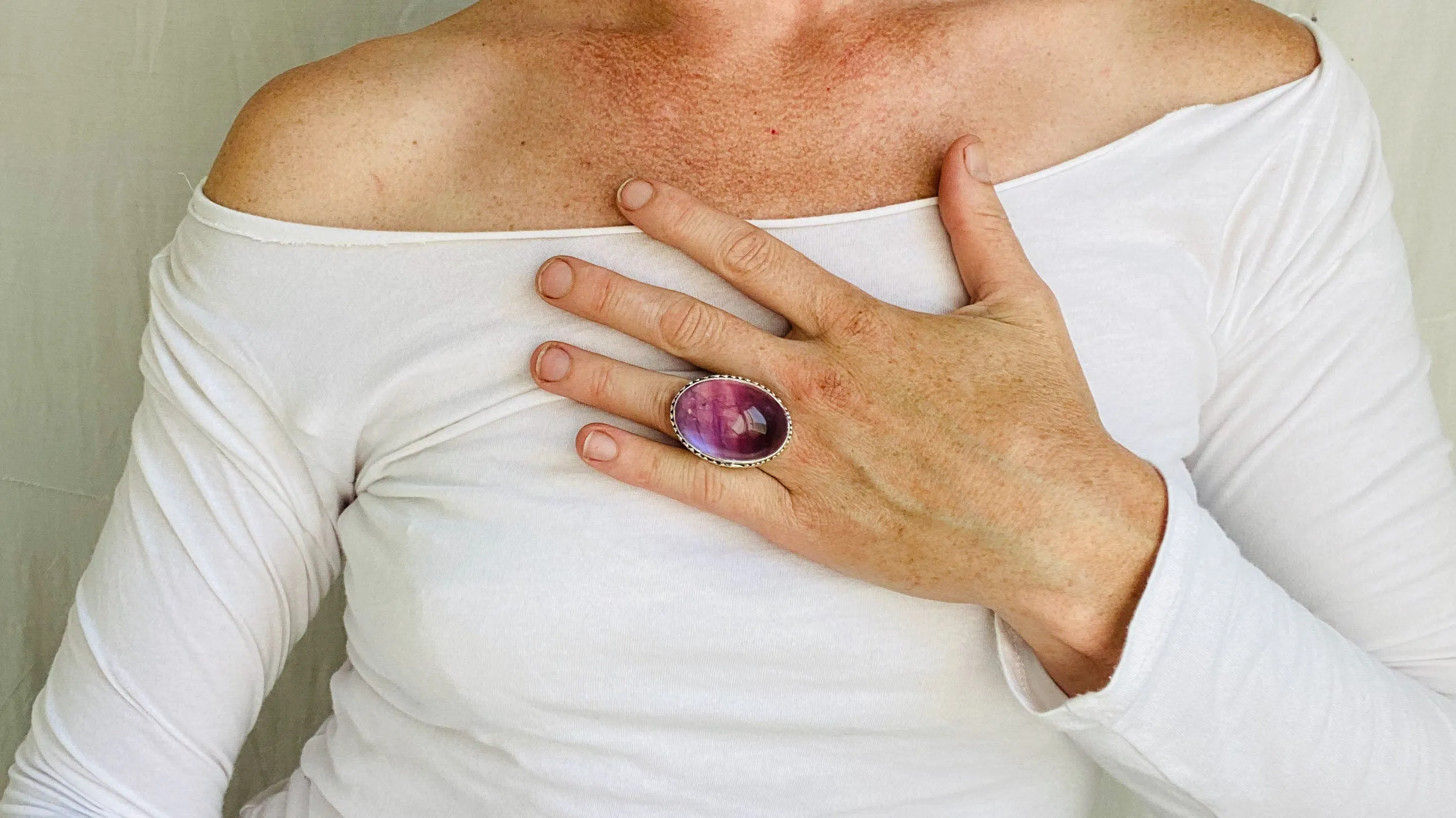 Stupendous Amethyst Botanicals Ring. Size 6.25