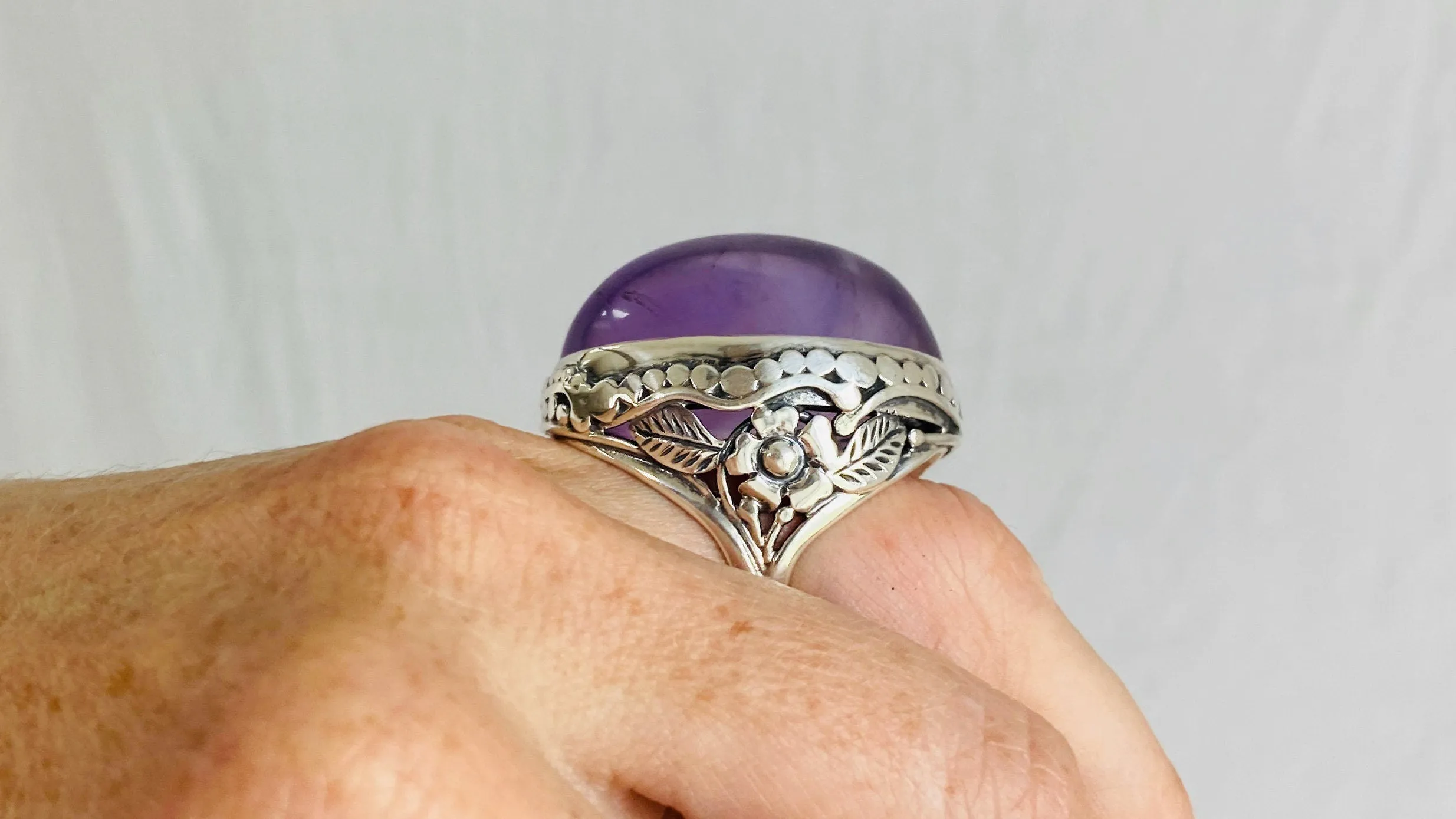 Stupendous Amethyst Botanicals Ring. Size 6.25
