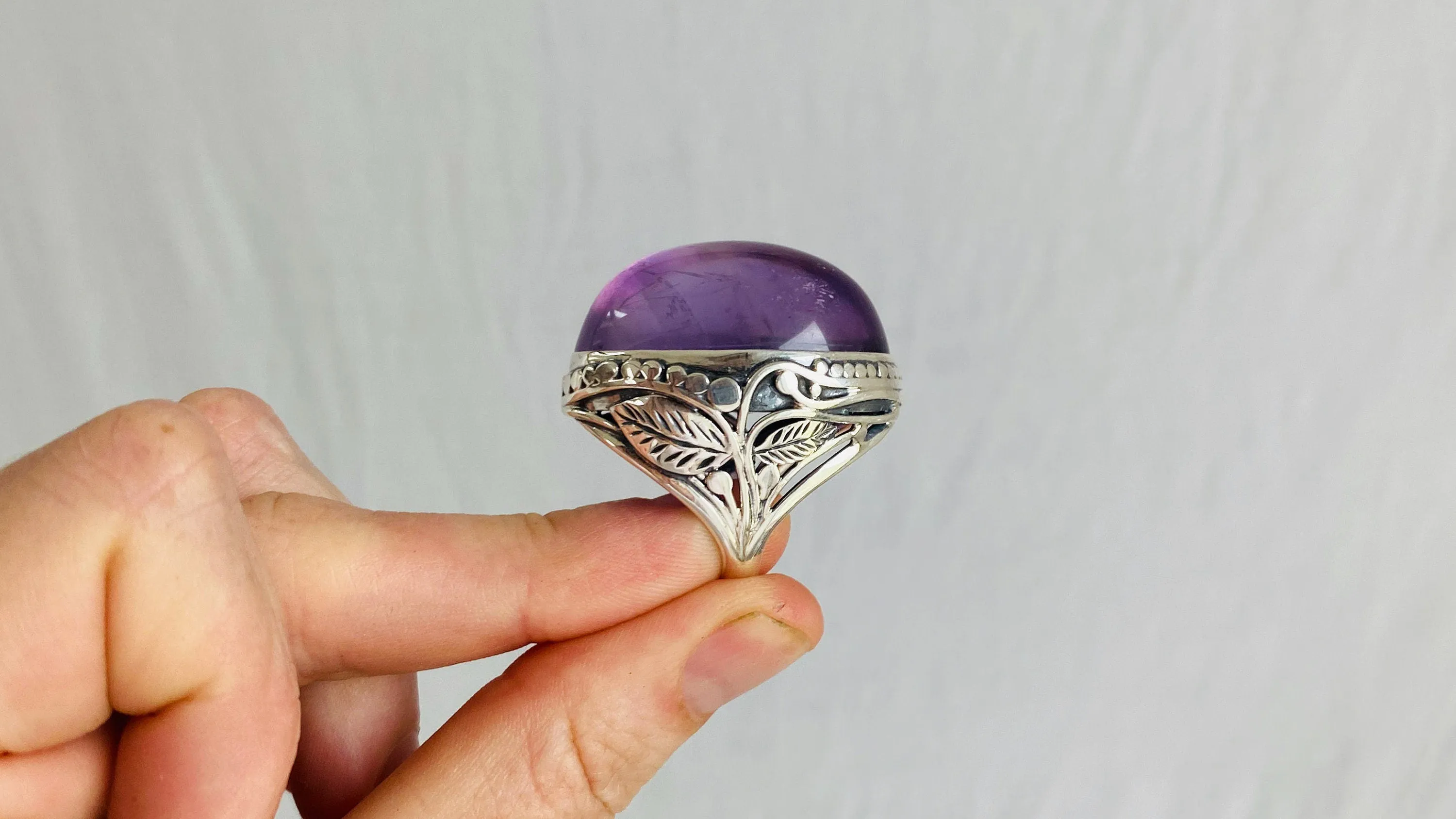 Stupendous Amethyst Botanicals Ring. Size 6.25