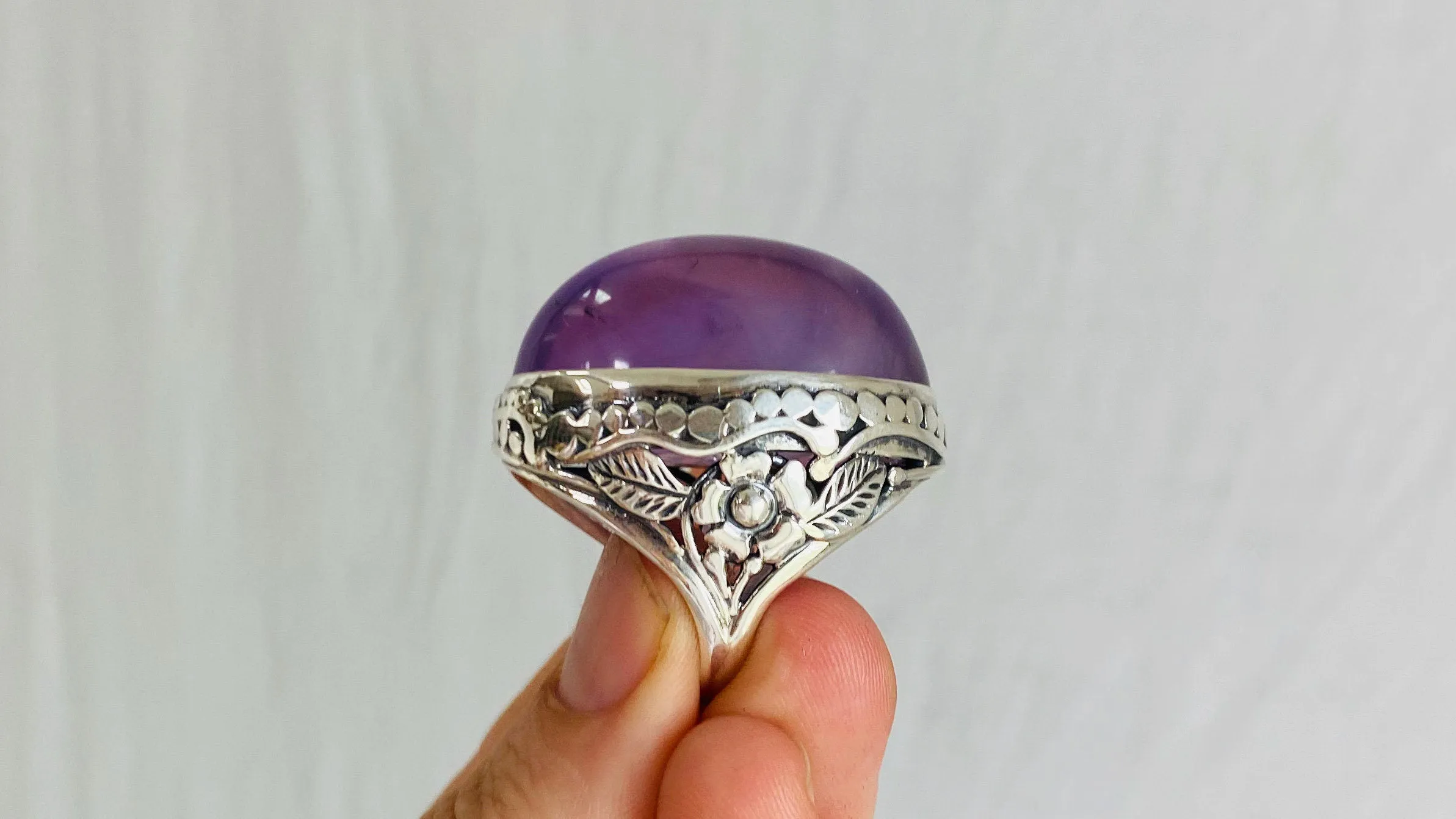 Stupendous Amethyst Botanicals Ring. Size 6.25