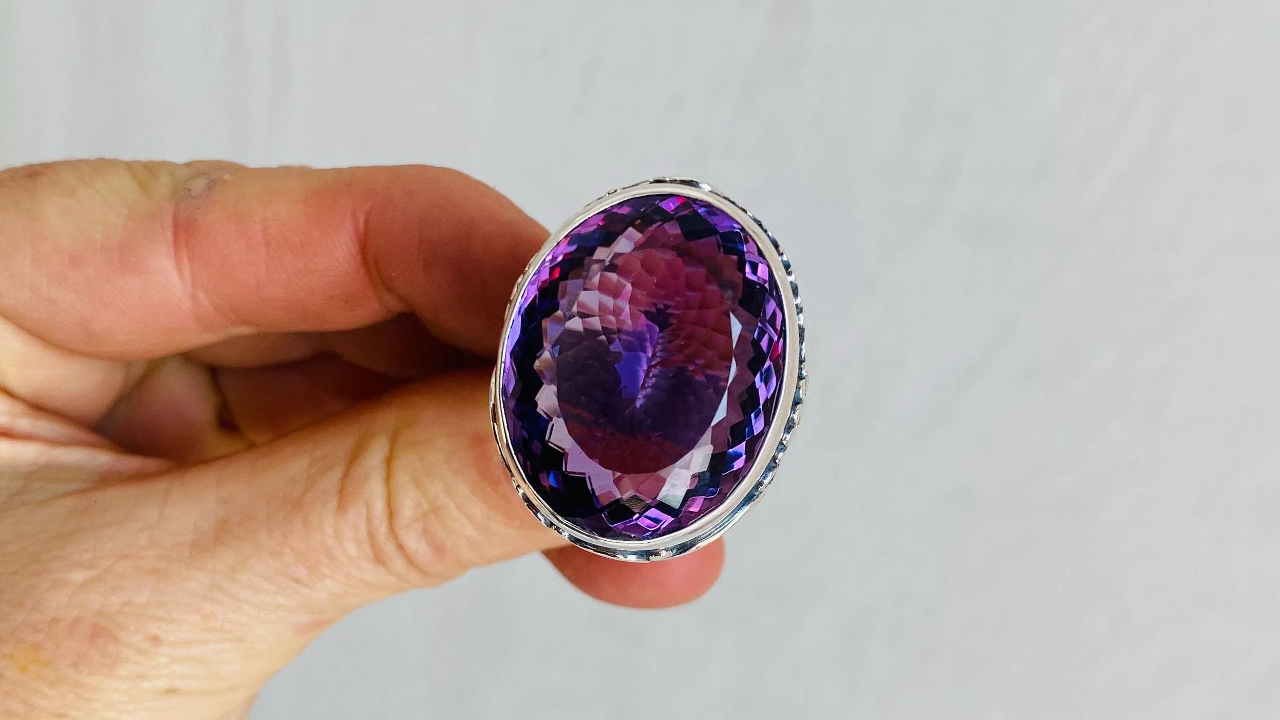 Stupendous Amethyst Botanicals Ring. Size 8. 0761
