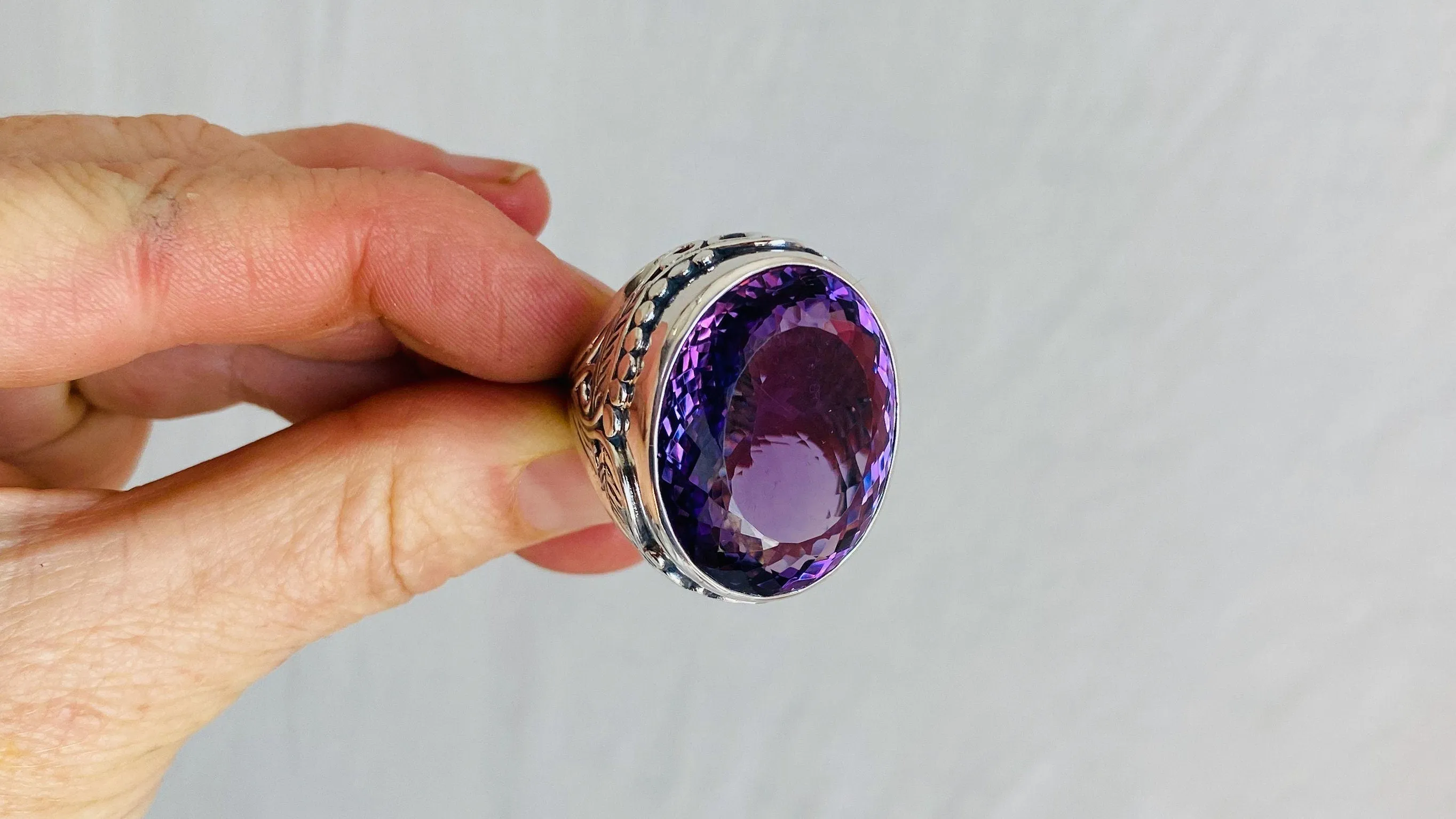 Stupendous Amethyst Botanicals Ring. Size 8. 0761