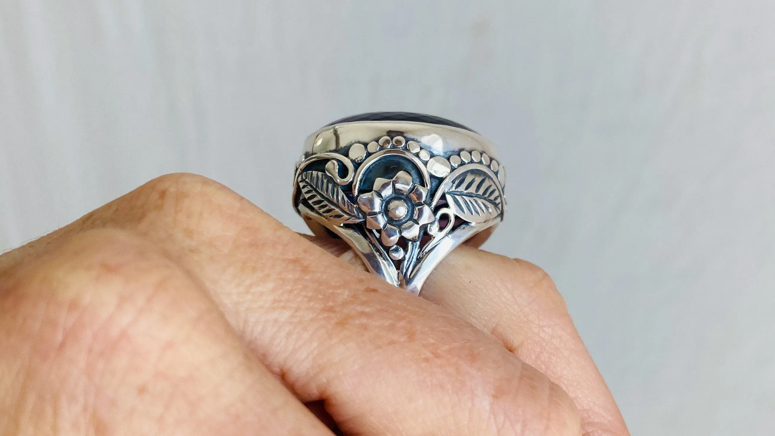 Stupendous Amethyst Botanicals Ring. Size 8. 0761