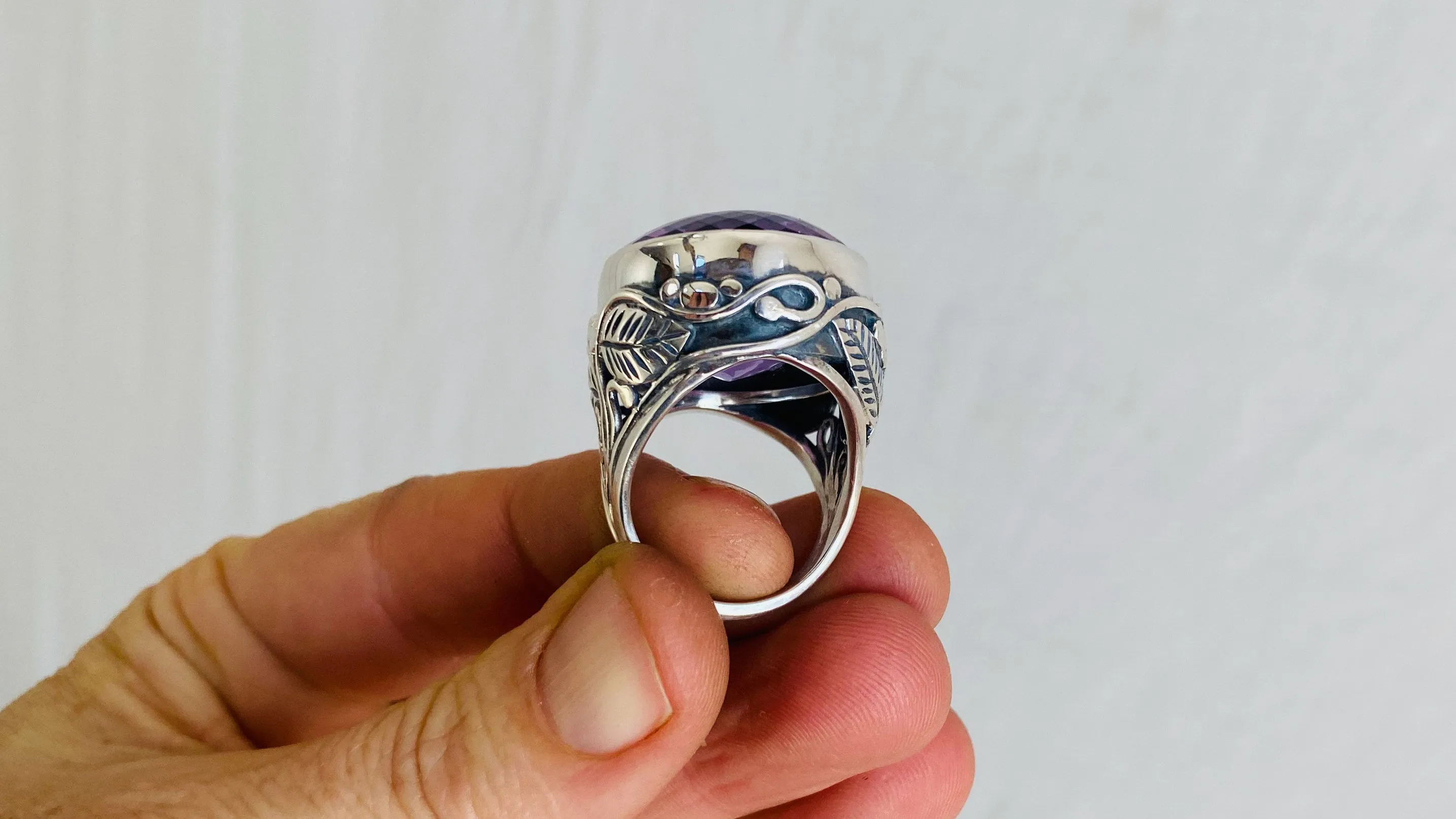 Stupendous Amethyst Botanicals Ring. Size 8. 0761