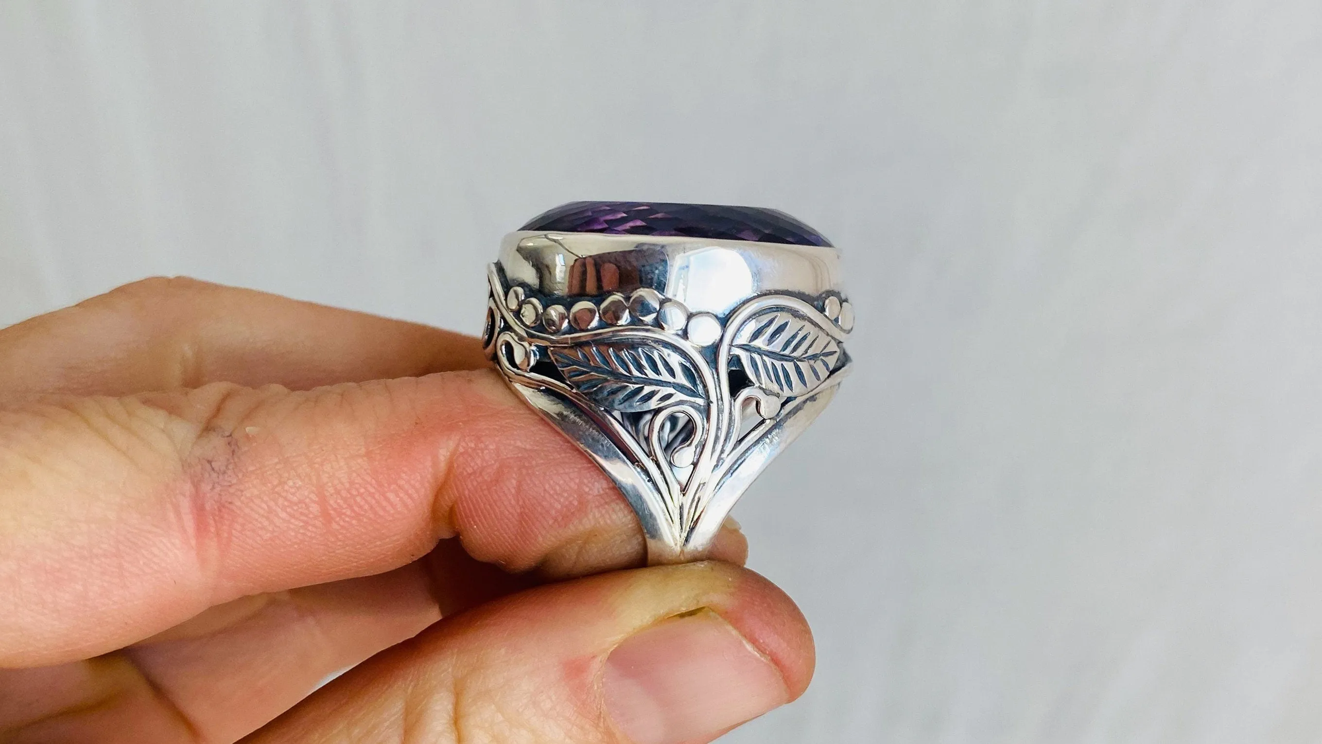 Stupendous Amethyst Botanicals Ring. Size 8. 0761