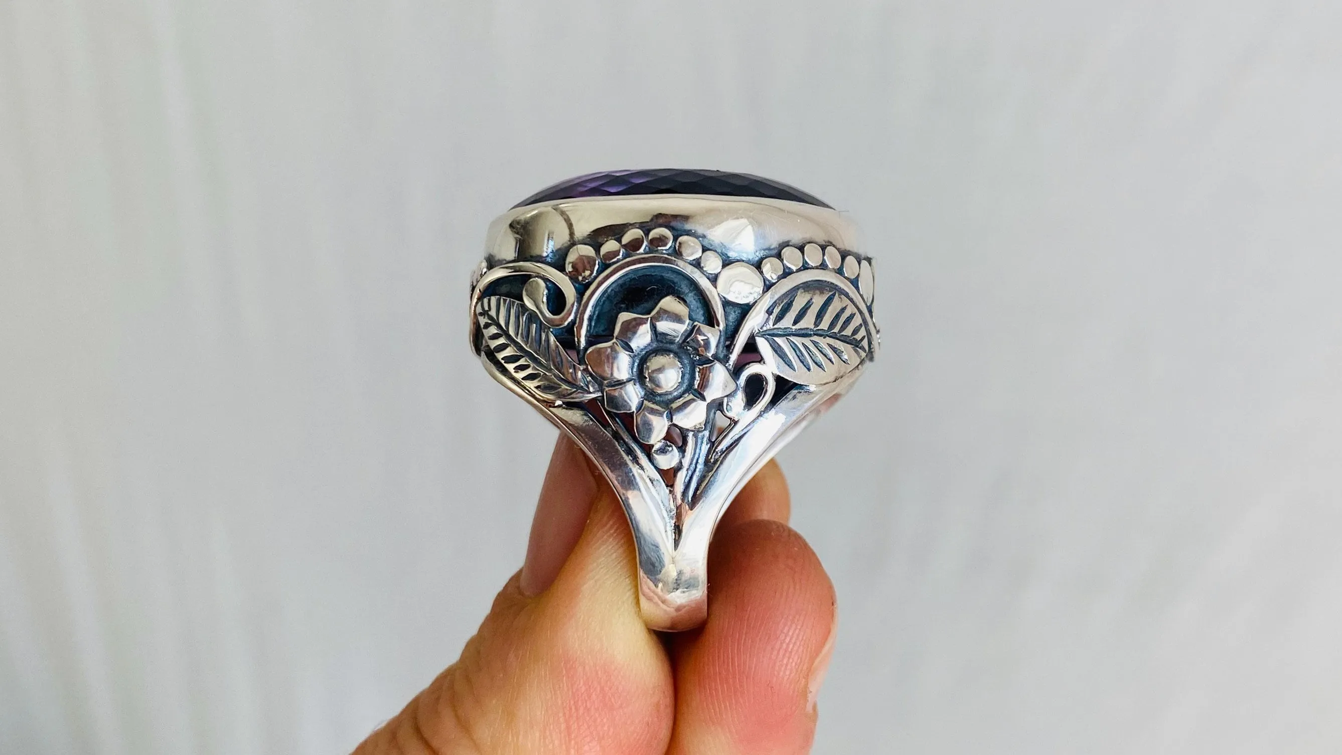 Stupendous Amethyst Botanicals Ring. Size 8. 0761
