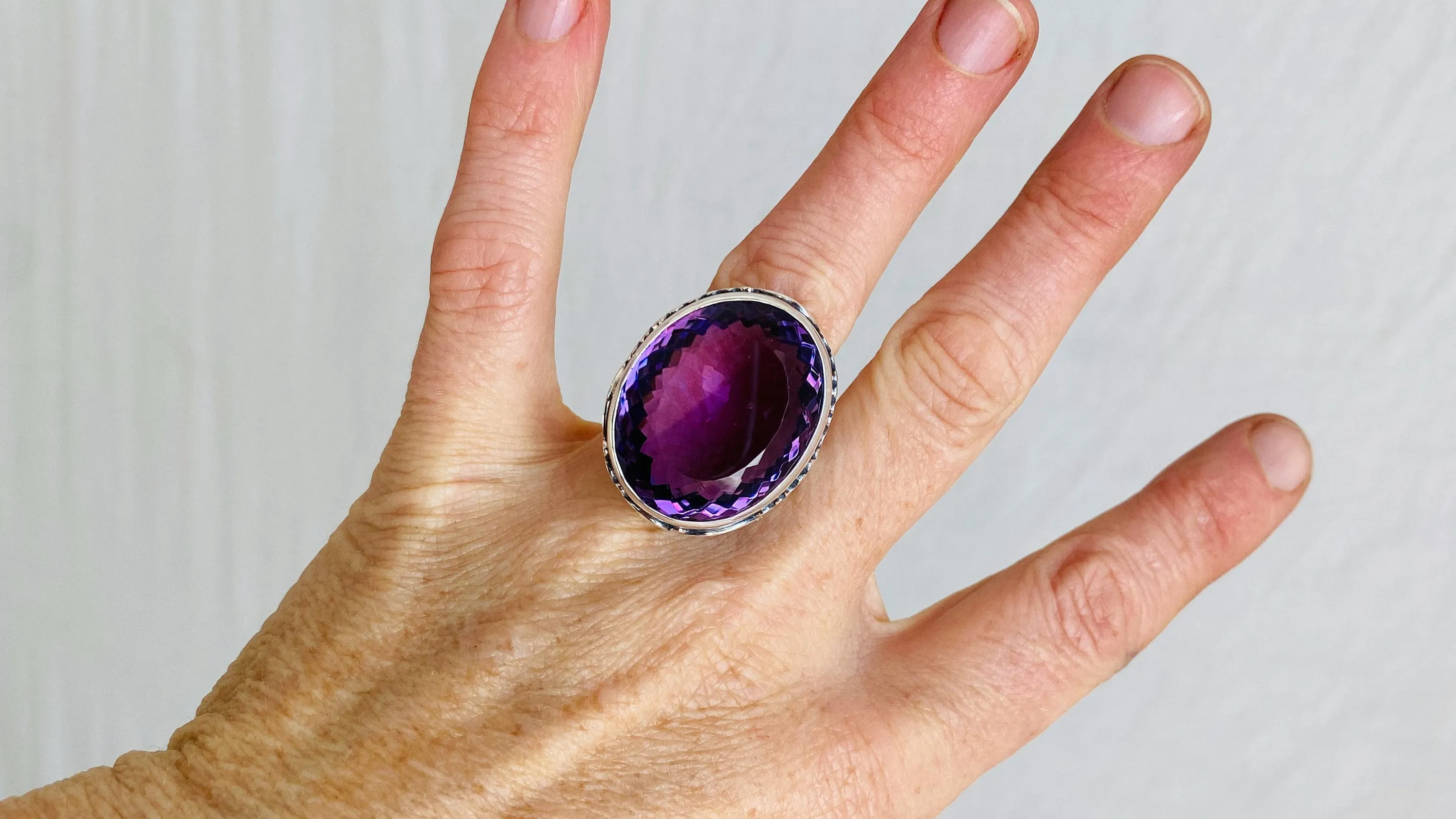 Stupendous Amethyst Botanicals Ring. Size 8. 0761
