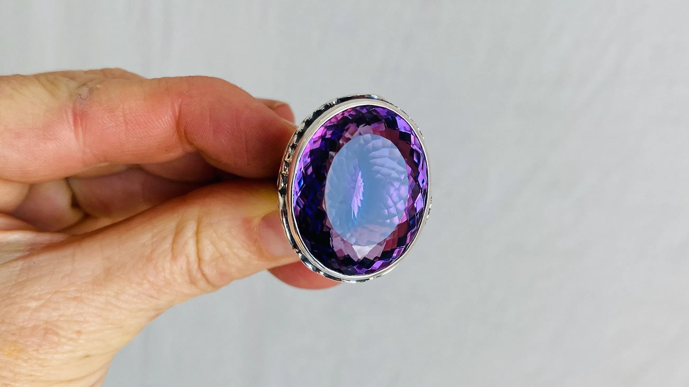 Stupendous Amethyst Botanicals Ring. Size 8. 0761