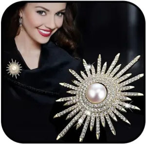 Sunflower Pearl Diamond Brooches and Pins for Women,Pearl Brooch Pins for Women,Sunflower Rhinestone Brooch for Lanyards Backpacks Clothes Hats Decoration Wedding Party Birthday Christmas Jewelry Gift