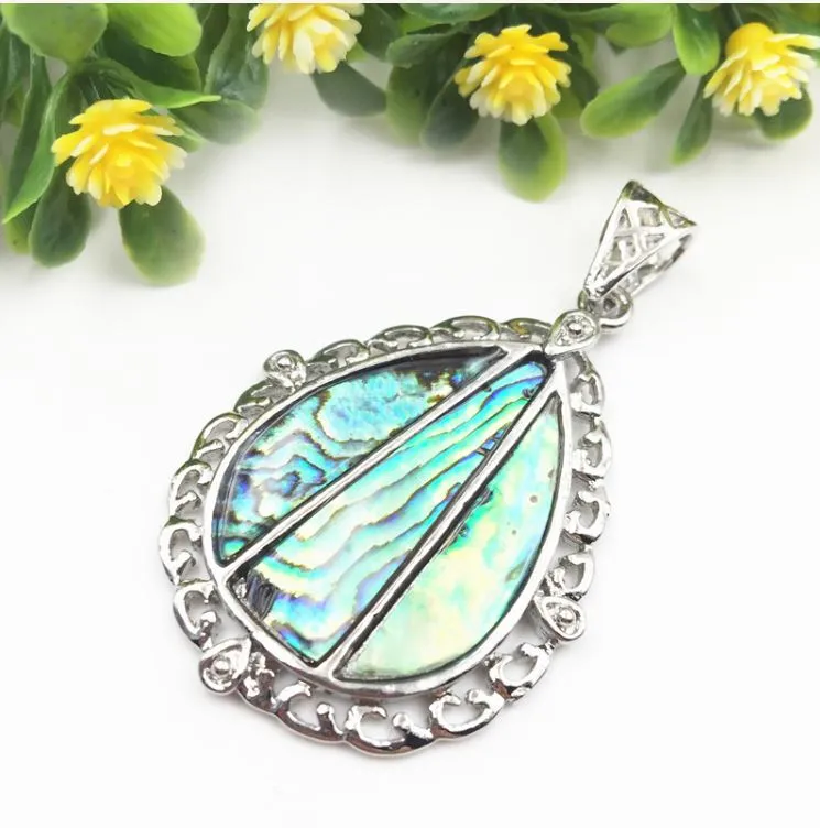 Teardrop Paua Pendant with Silver Setting