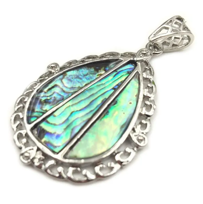 Teardrop Paua Pendant with Silver Setting