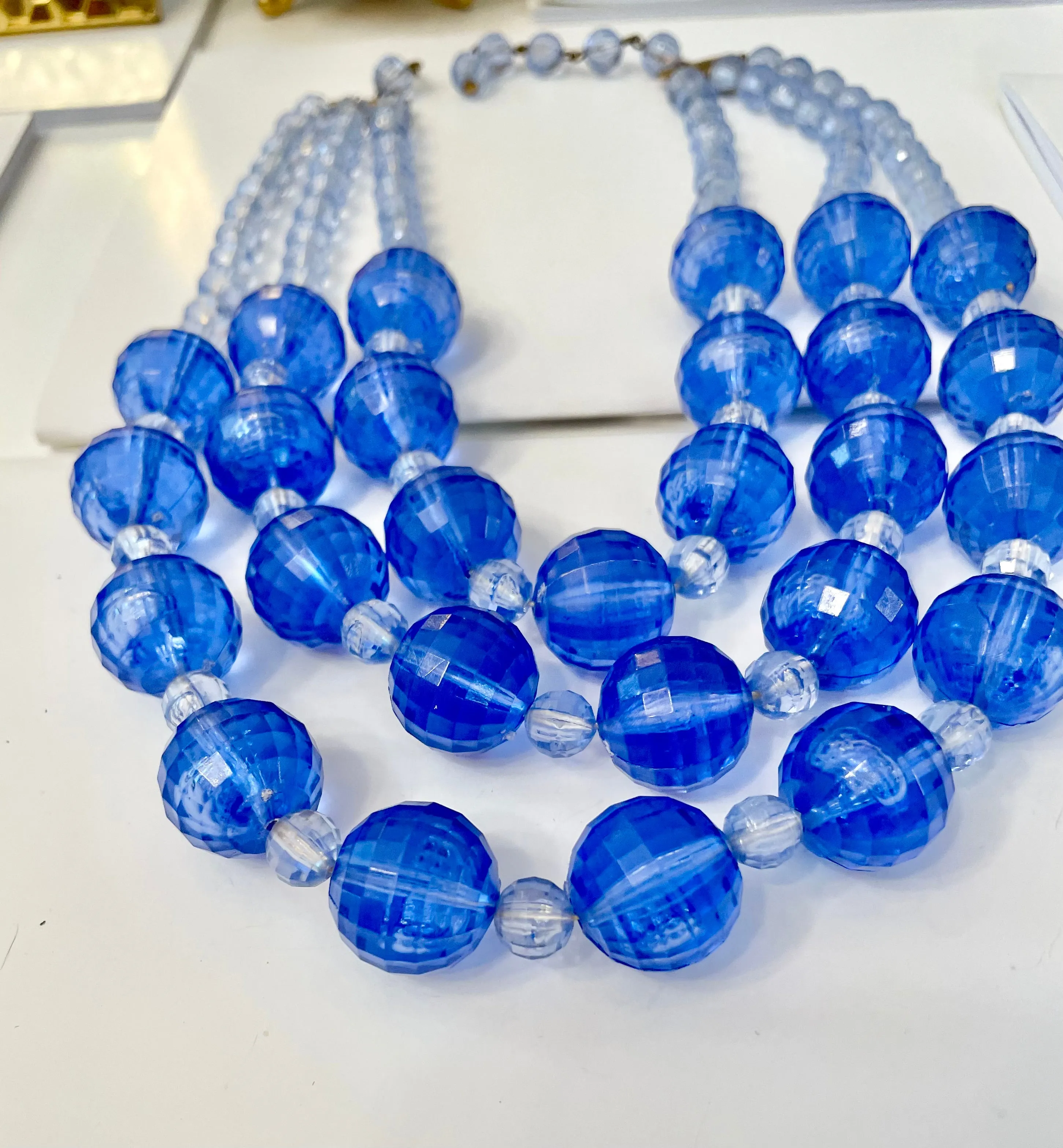 The most divine sapphire resin stone multi strand classic necklace...