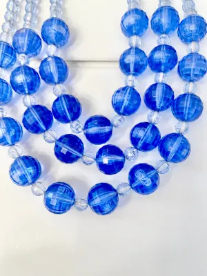 The most divine sapphire resin stone multi strand classic necklace...