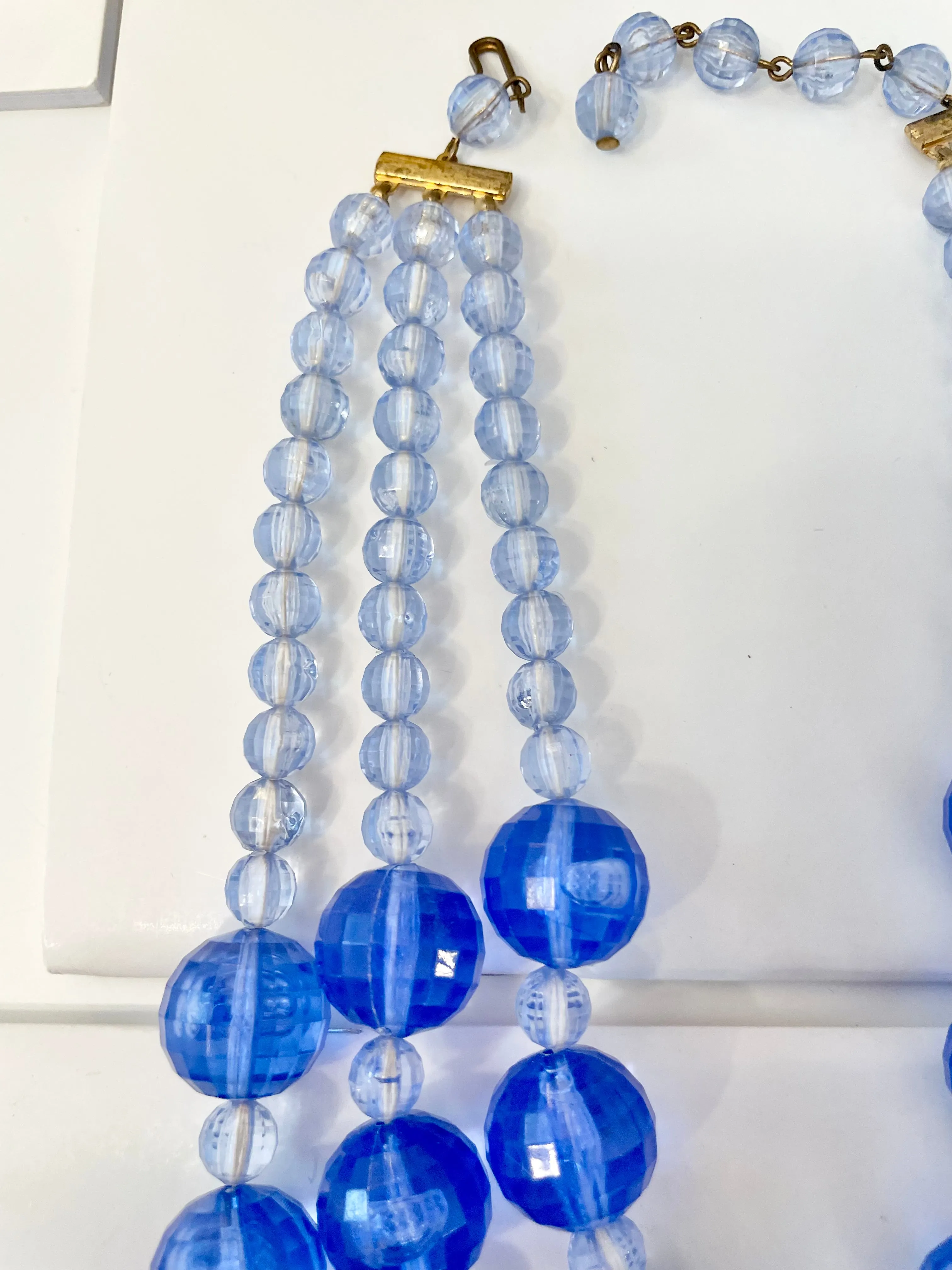 The most divine sapphire resin stone multi strand classic necklace...