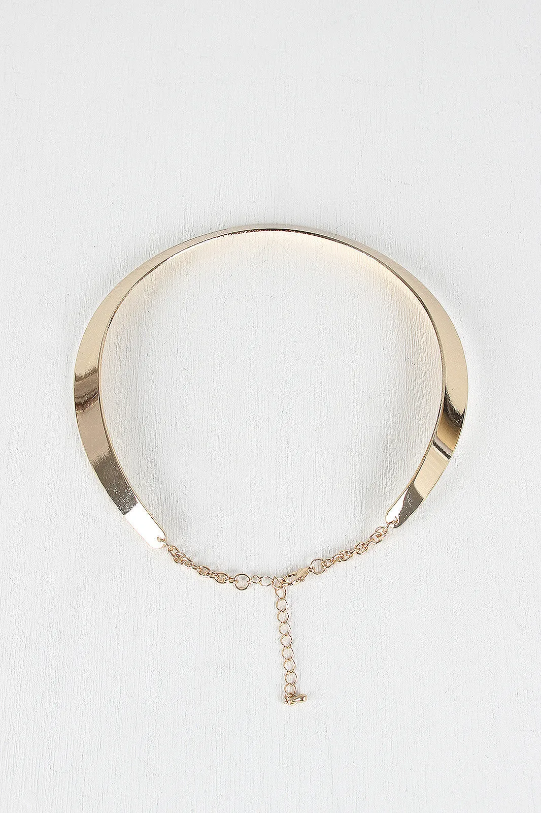 Thin Polished Metal Collar Choker Necklace