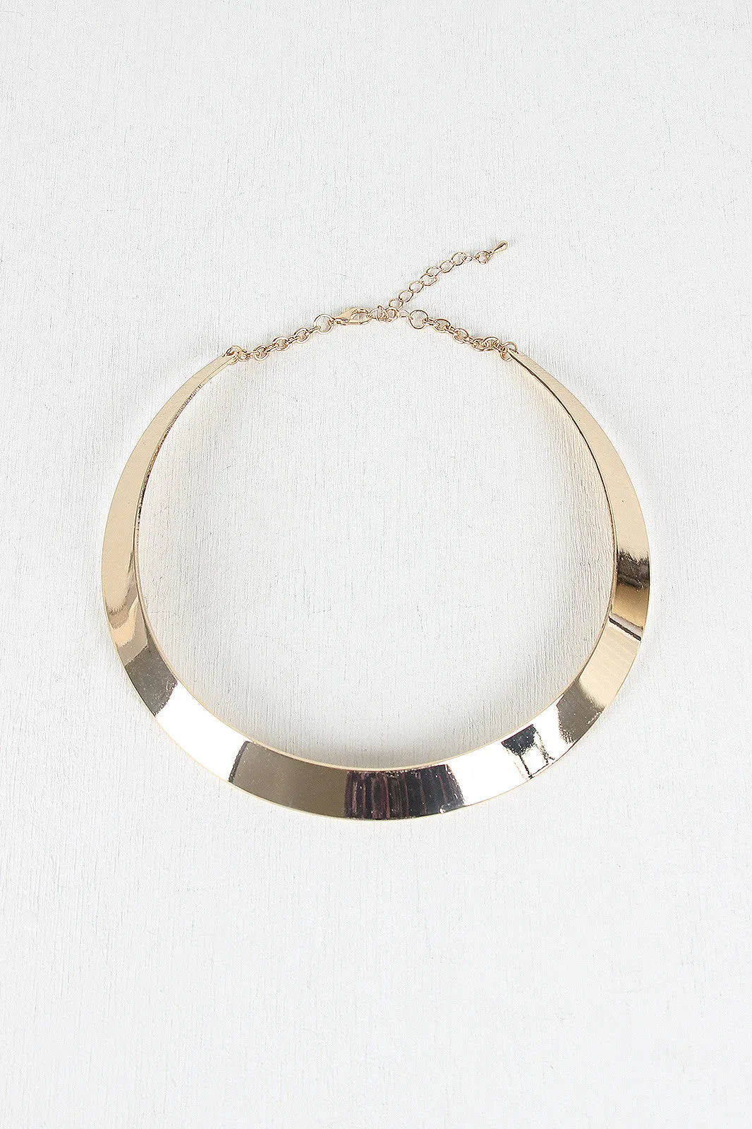 Thin Polished Metal Collar Choker Necklace