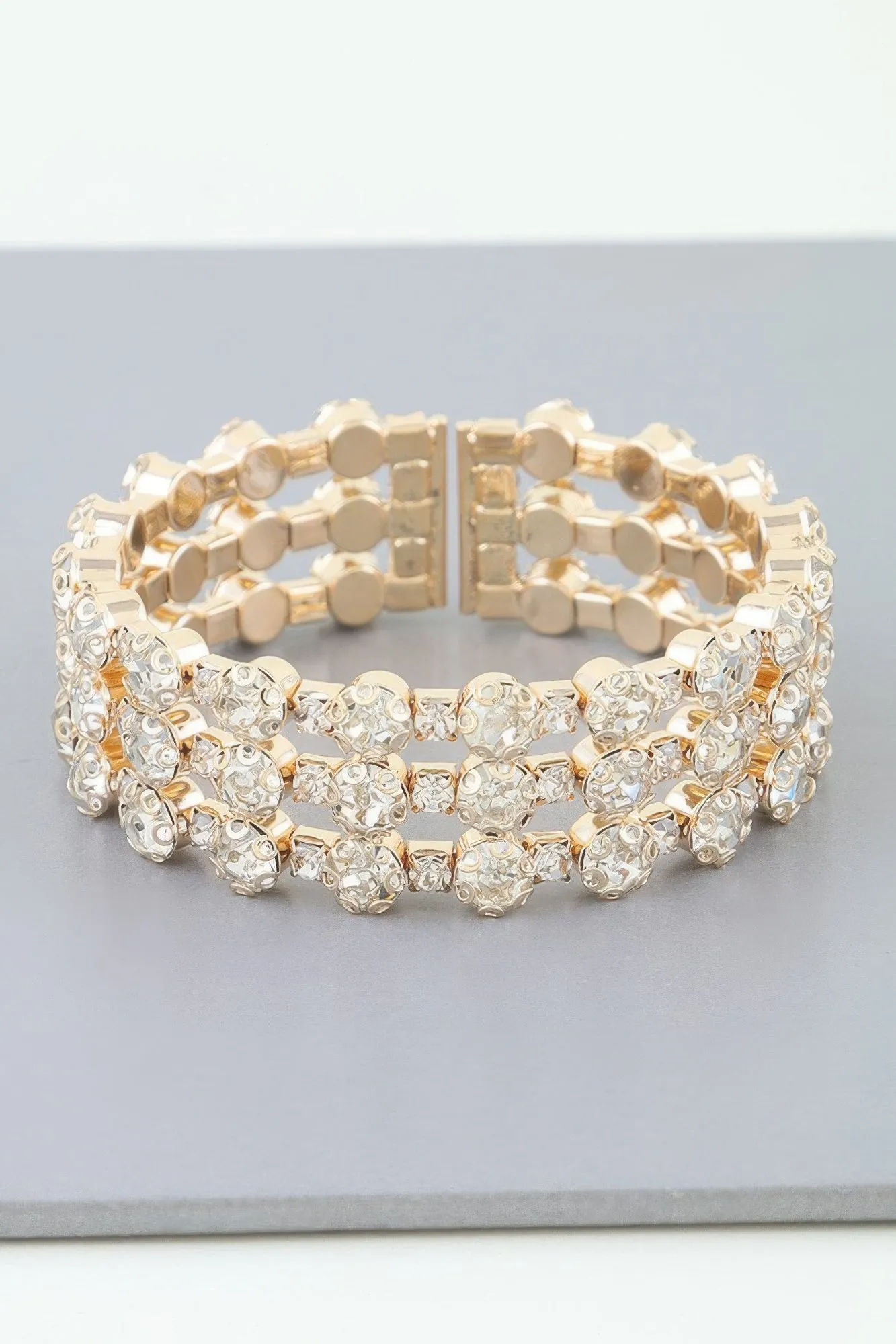 Triple Bejeweled Cuff Bracelet