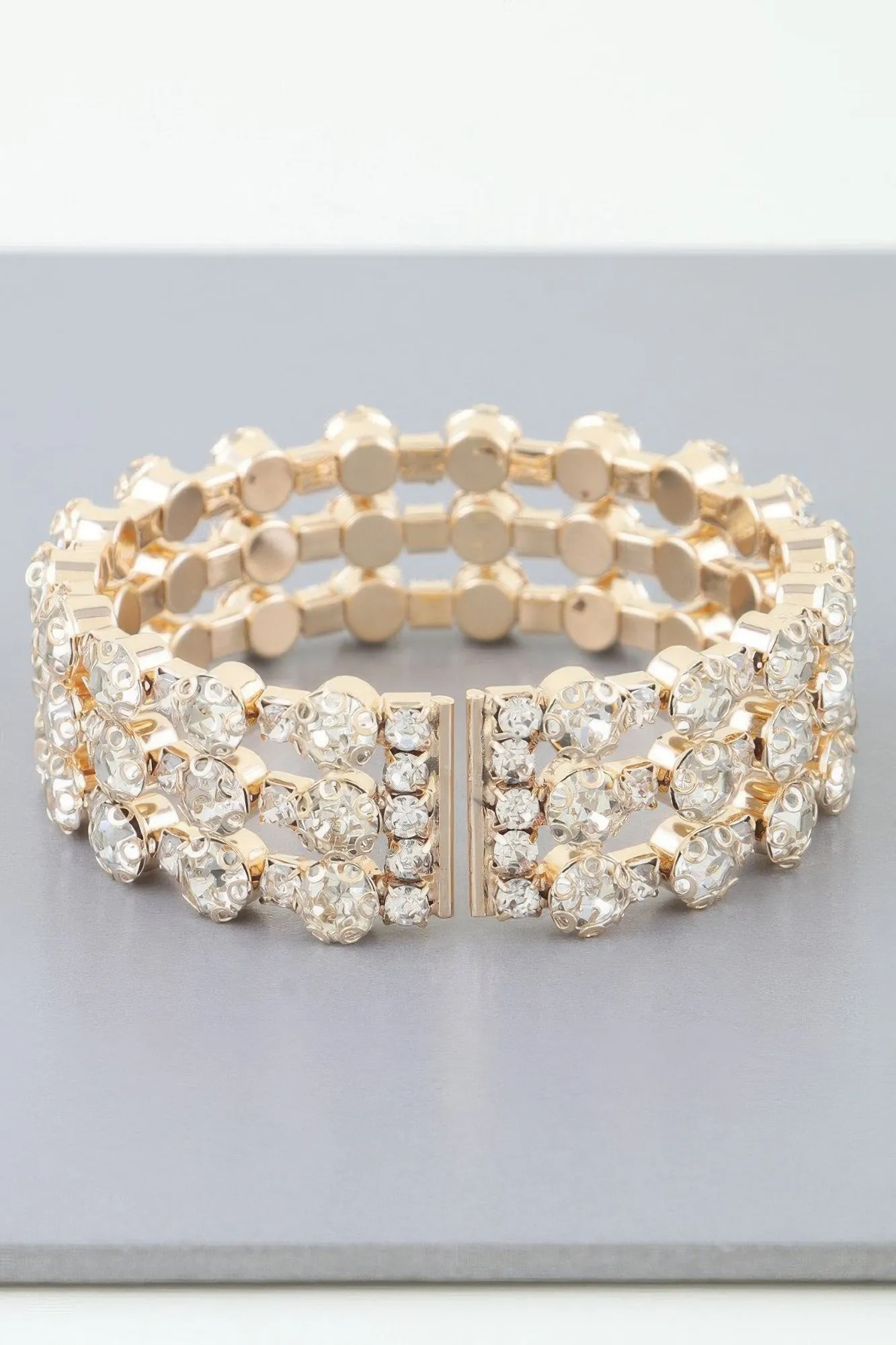 Triple Bejeweled Cuff Bracelet