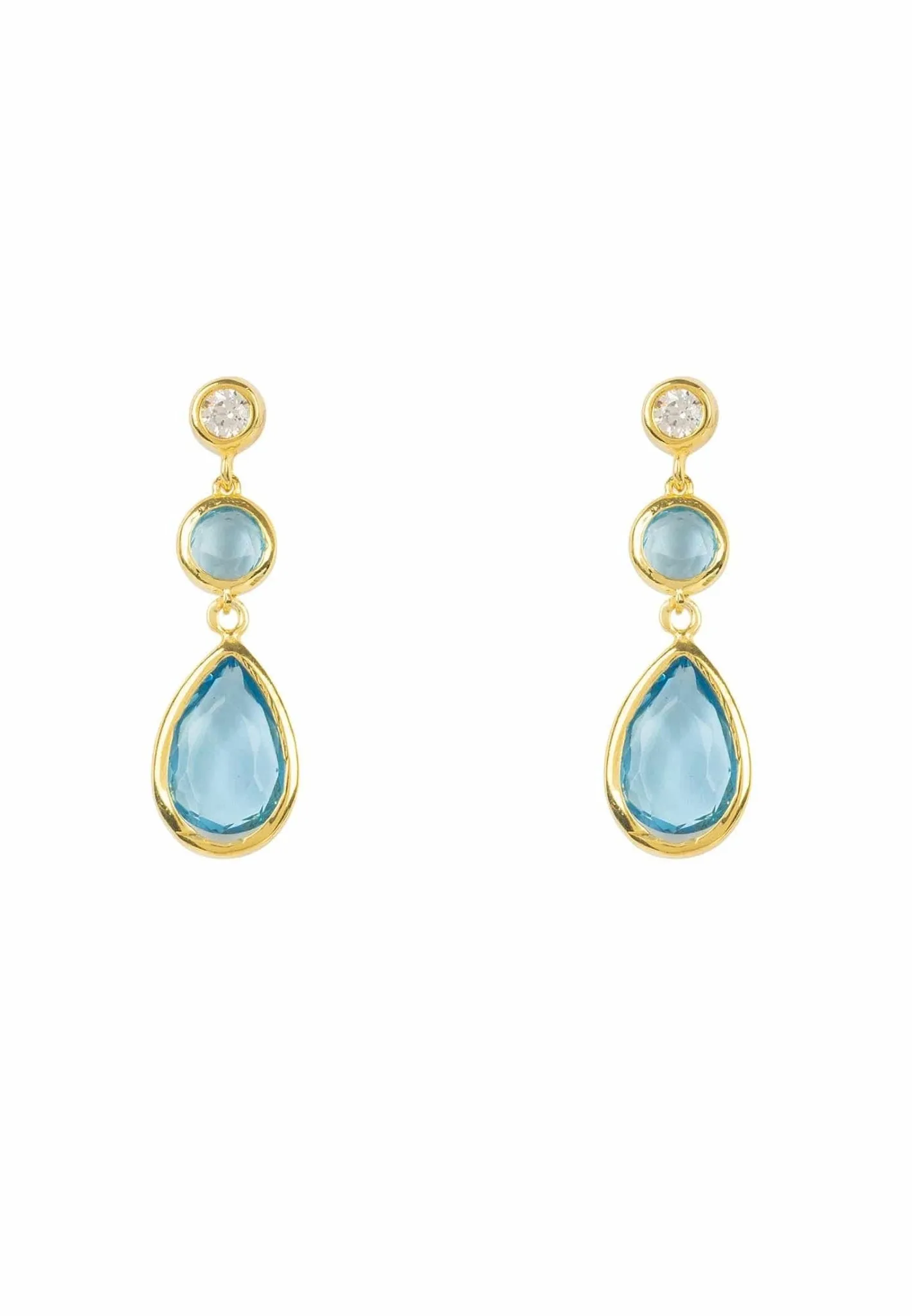 Tuscany Drop Earrings Dipped in Gold with Blue Topaz