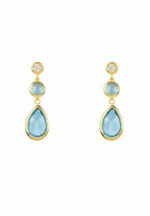Tuscany Drop Earrings Dipped in Gold with Blue Topaz