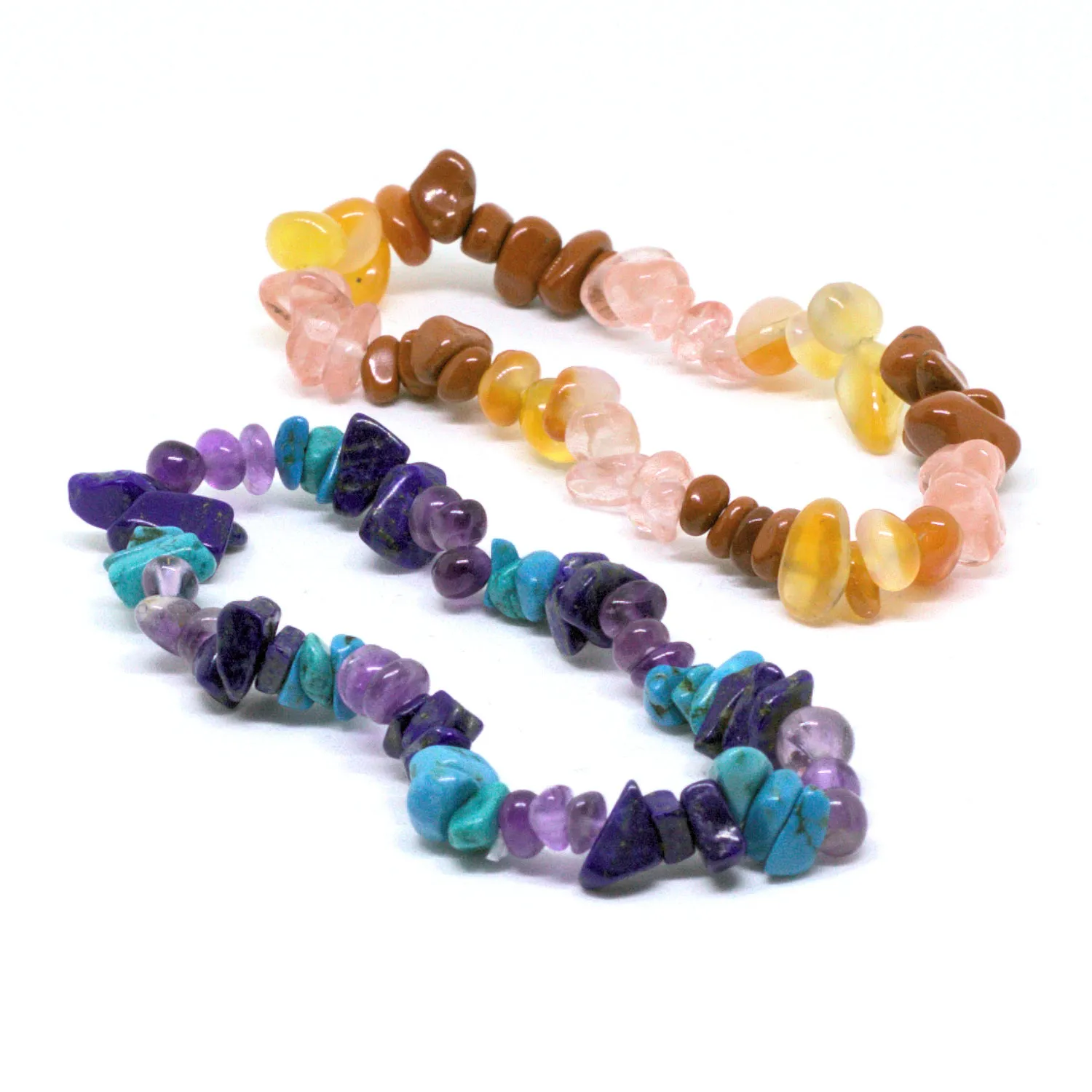 Two Multi Gemstone<br/>Elasticated Bracelet