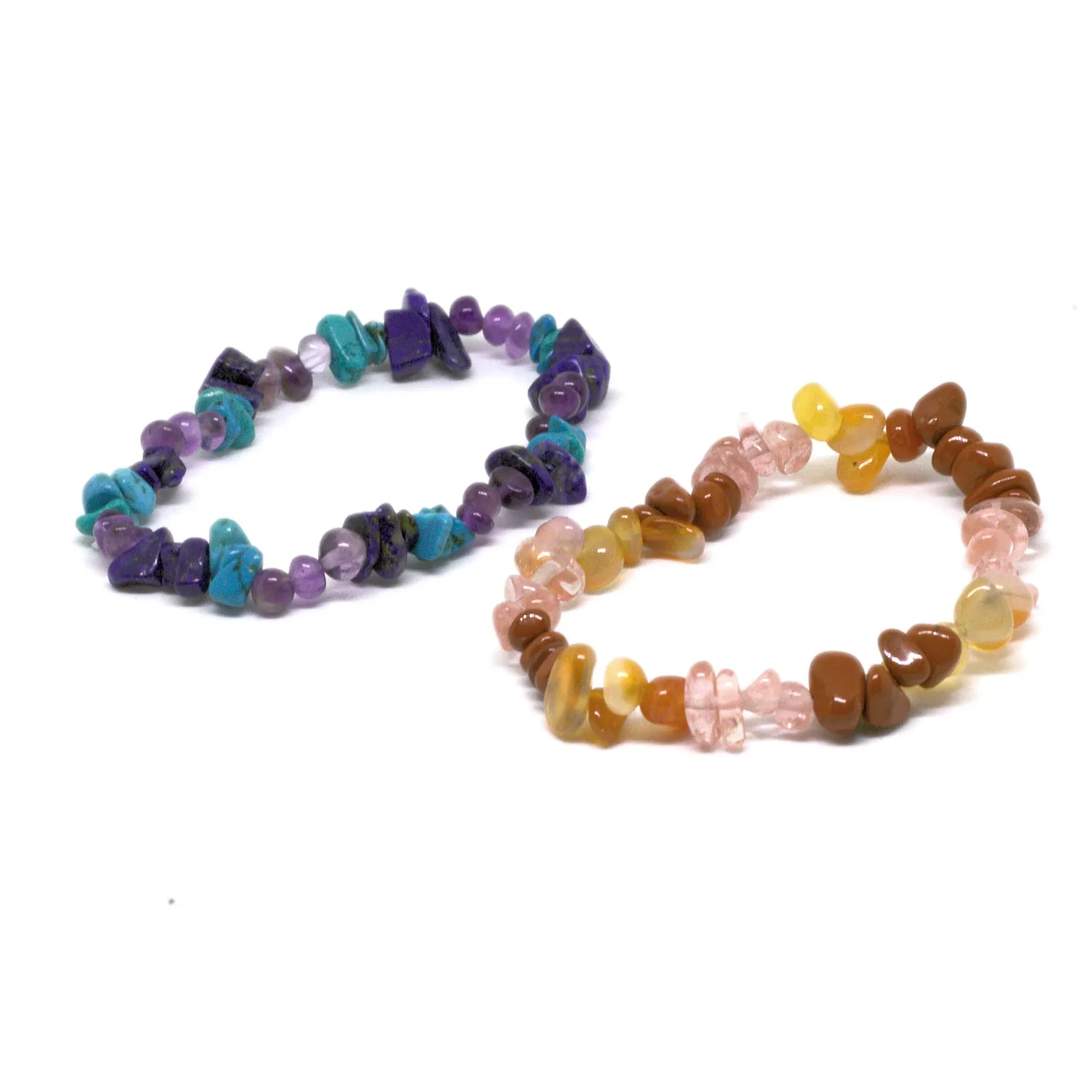Two Multi Gemstone<br/>Elasticated Bracelet