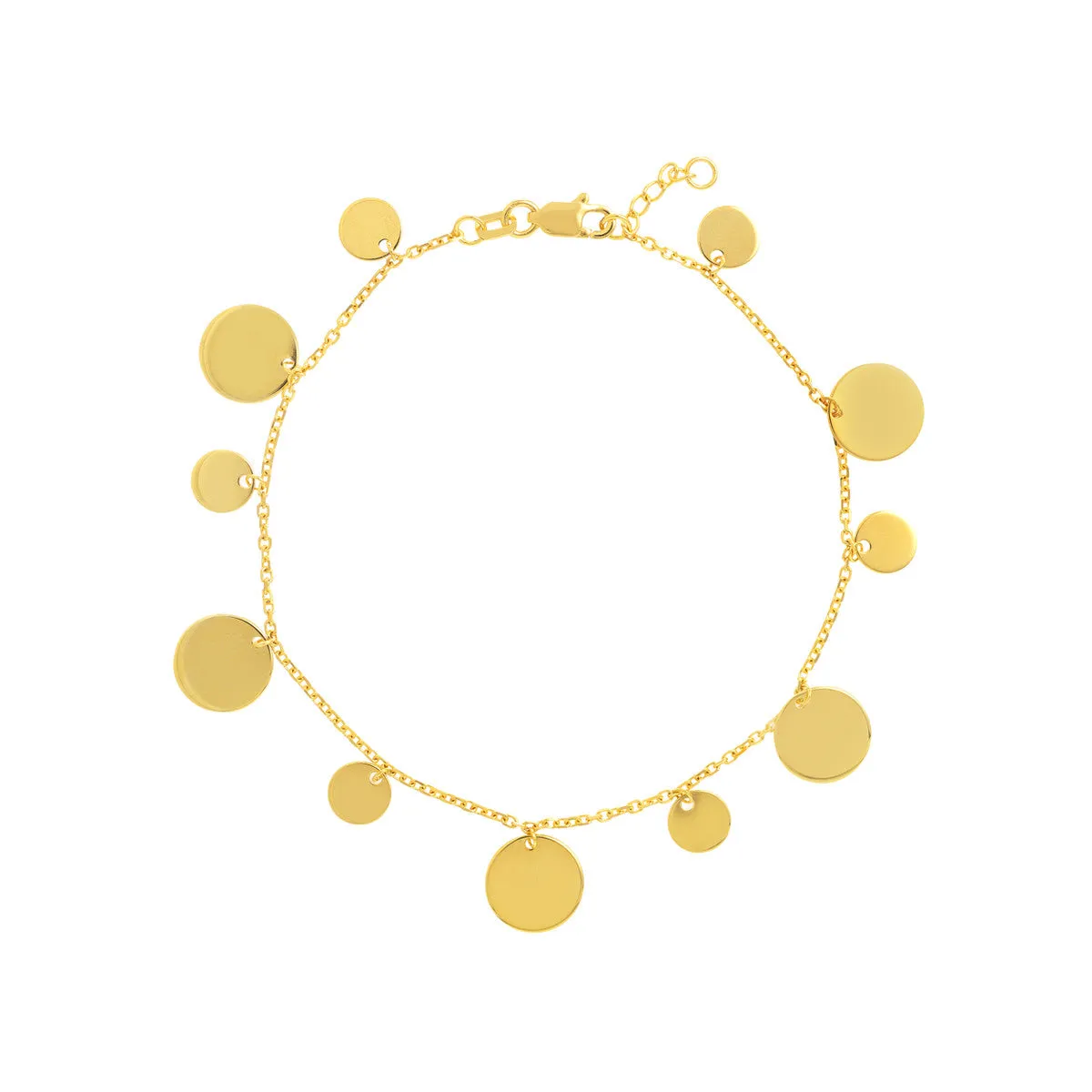 Two-Sized Dangle Disc Chain Bracelet