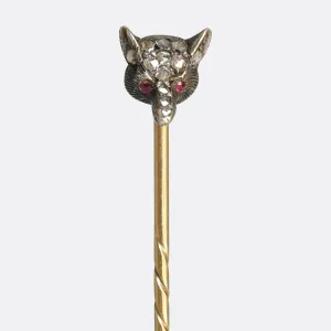 Victorian Diamond & Ruby Fox Stick Pin