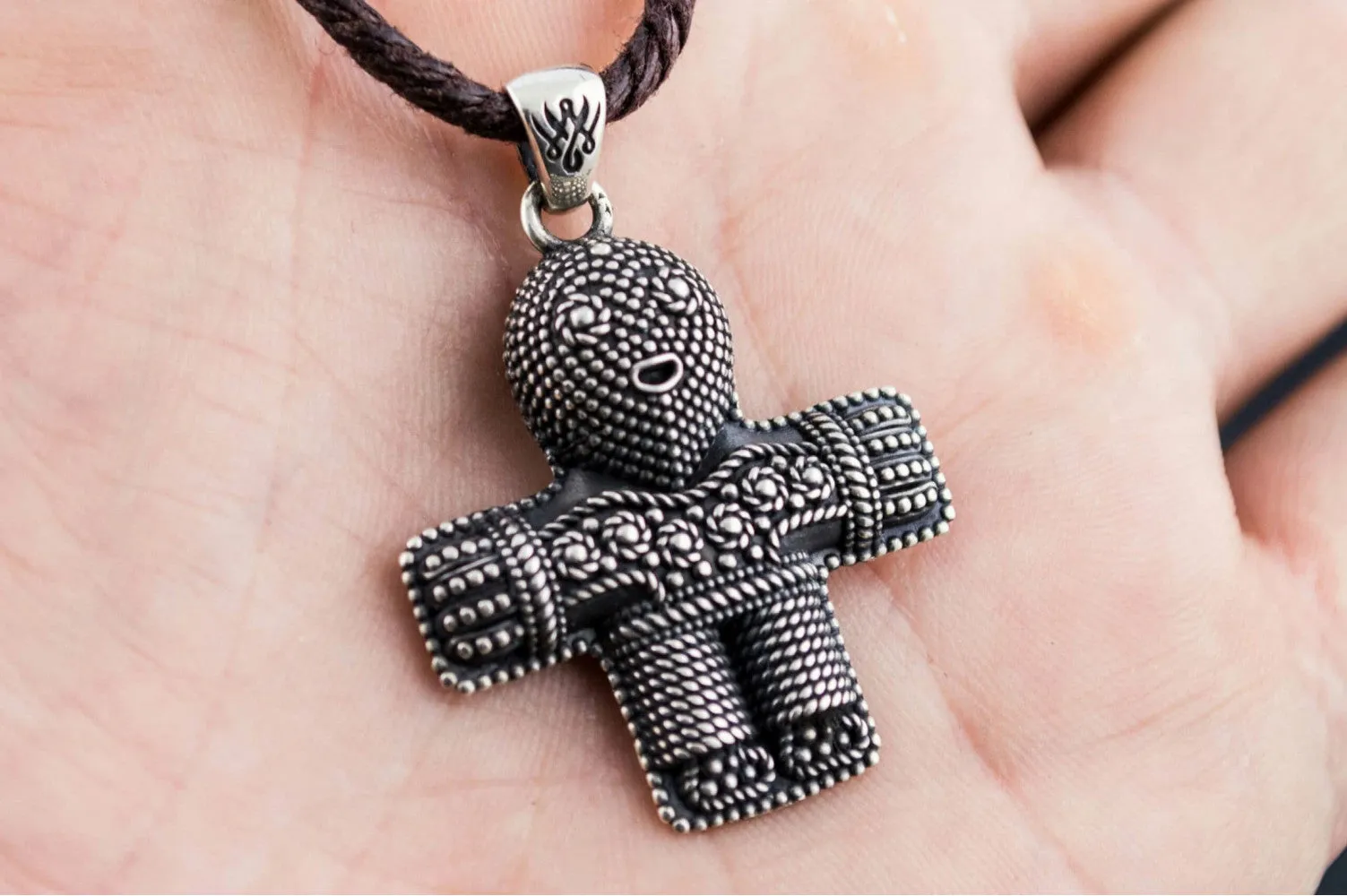 Viking Crucifix Pendant Sterling Silver Unique Jewelry