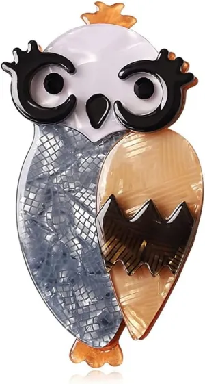 Vintage Colorful Resin Owl Brooch For Women Acrylic Lovely Bird Animal Hijab Pins Clips Female Broches Clothing Backpack Accessories Gift