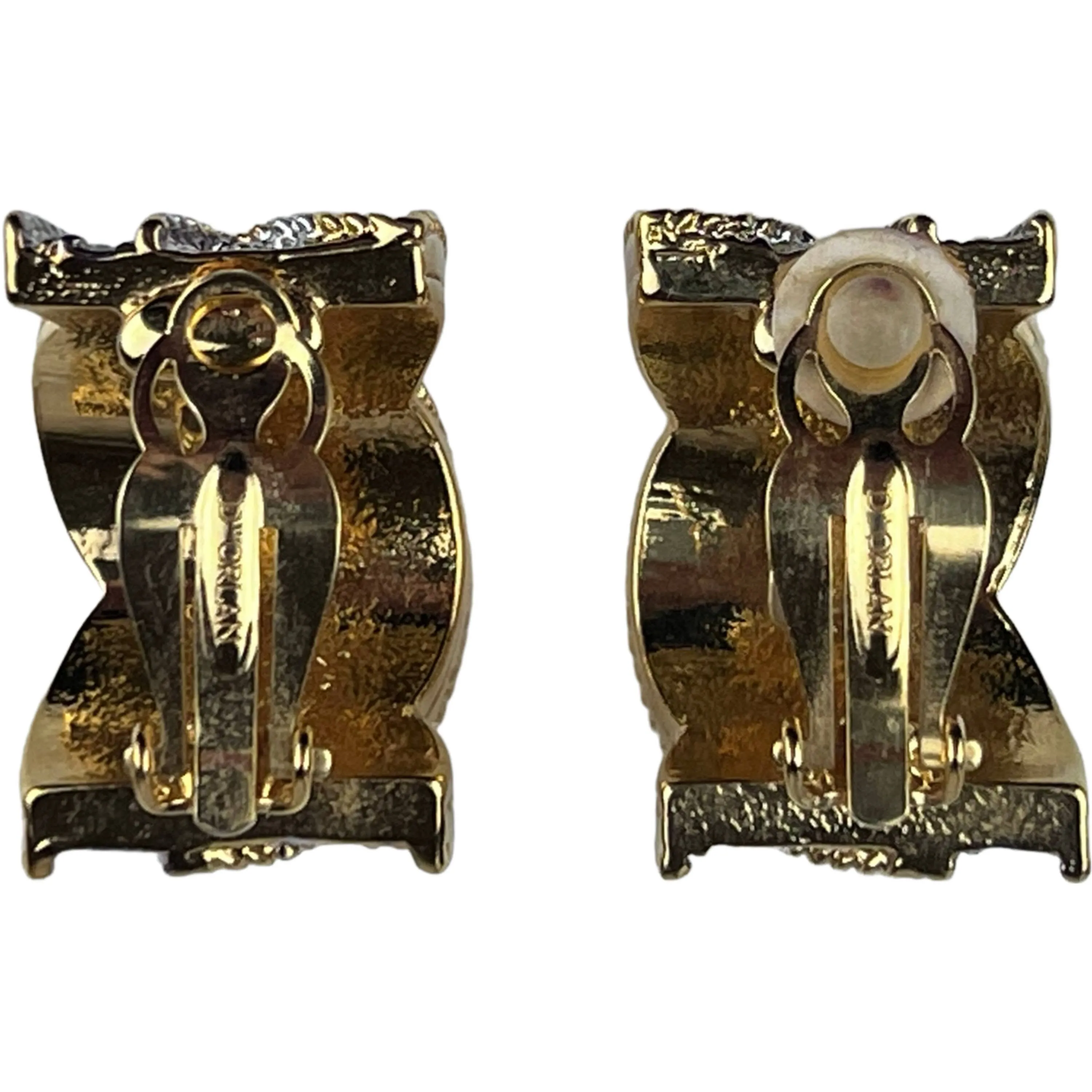 Vintage DOrlan Rhinestone Earrings Curved Clip-on Gold Tone