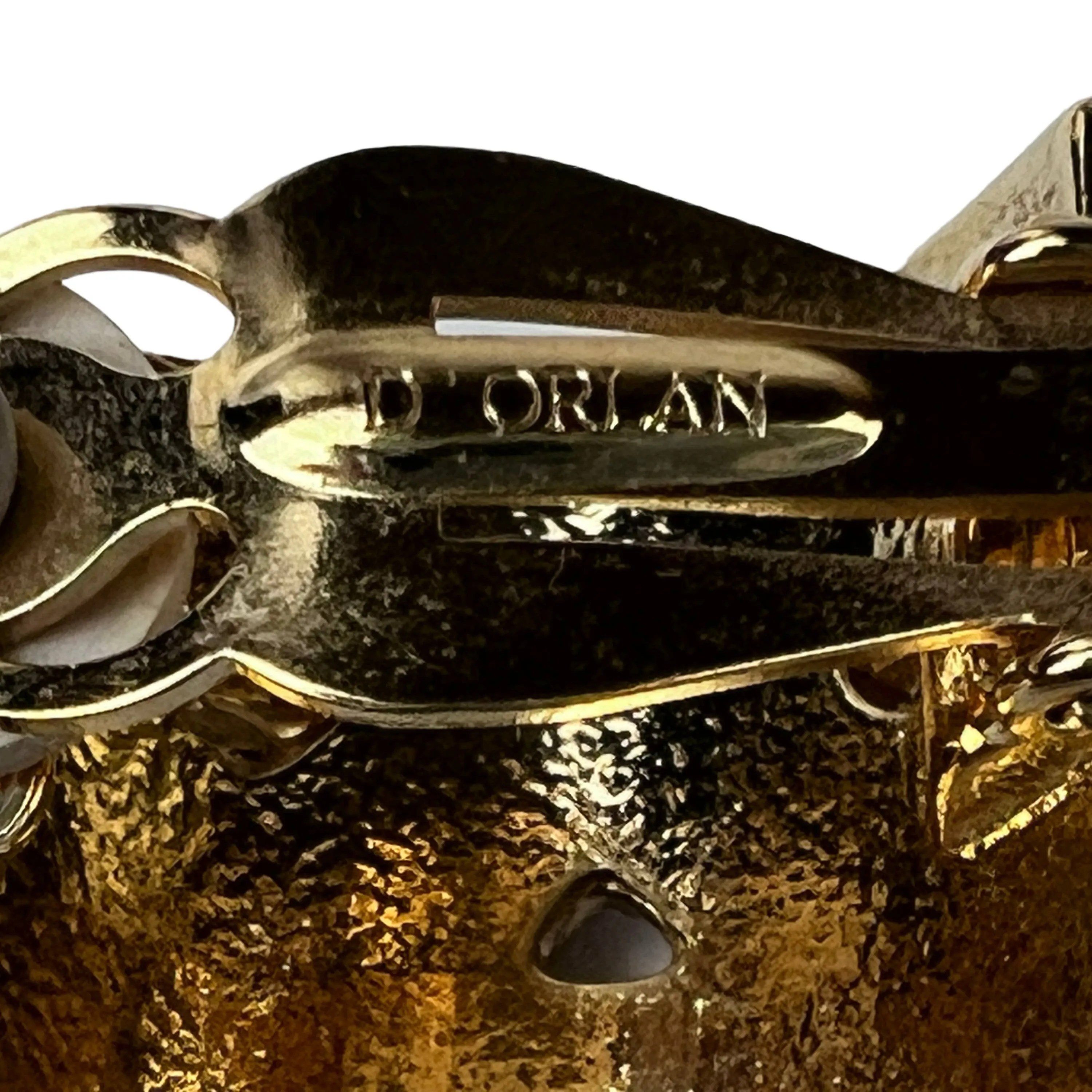 Vintage DOrlan Rhinestone Earrings Curved Clip-on Gold Tone