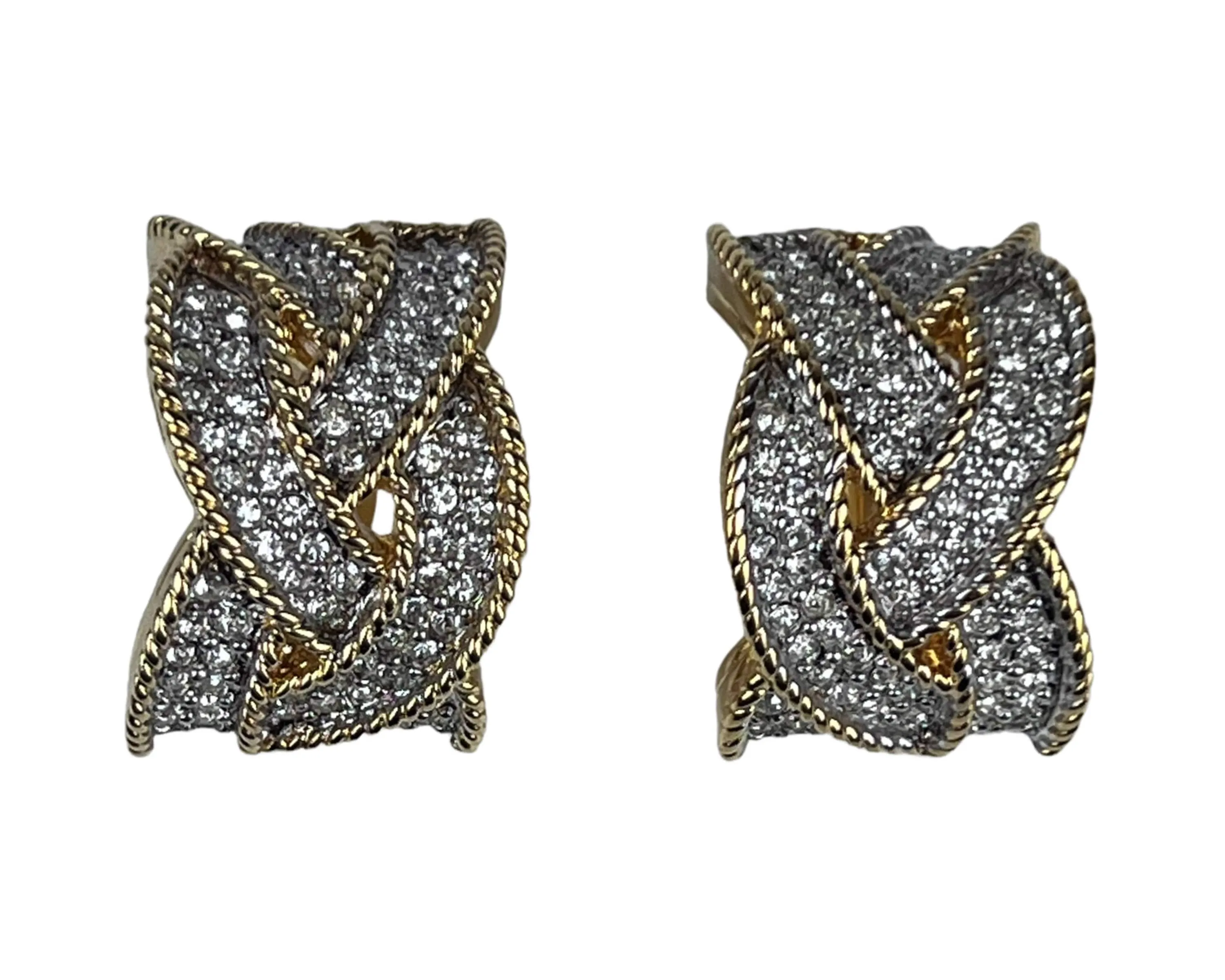 Vintage DOrlan Rhinestone Earrings Curved Clip-on Gold Tone