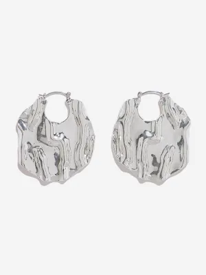 Westside Accessories Silver Molten Hoops Earrings