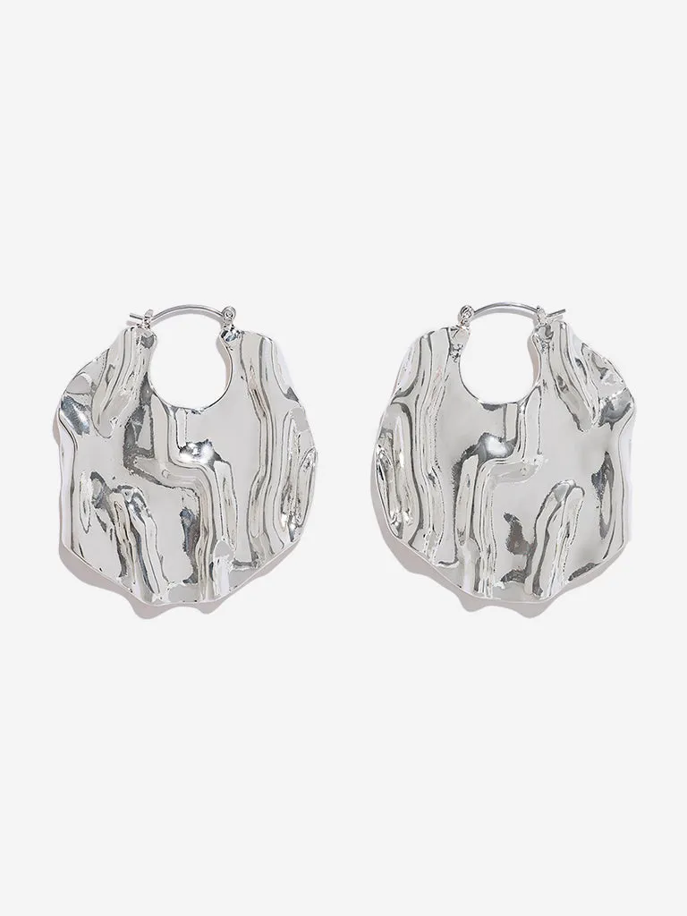 Westside Accessories Silver Molten Hoops Earrings