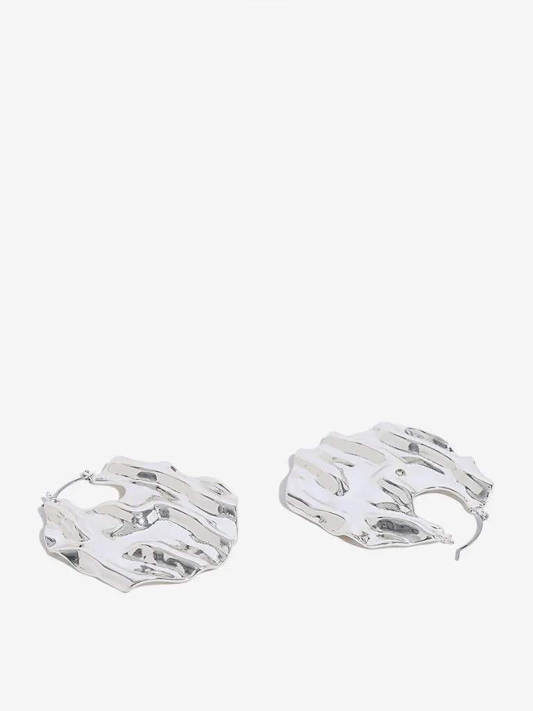 Westside Accessories Silver Molten Hoops Earrings