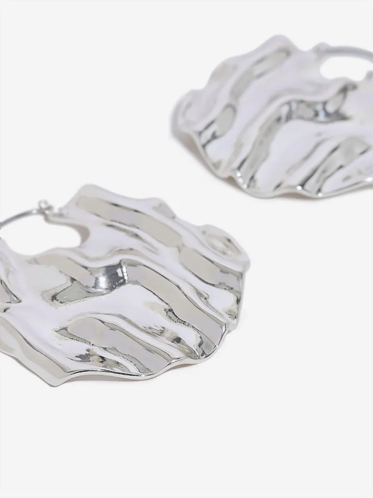 Westside Accessories Silver Molten Hoops Earrings