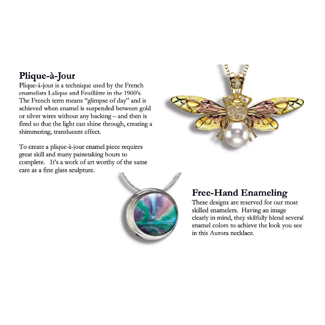 White Enamel Petals Centered Pink Rhodium Plated 925 Cascade Chain Pendants