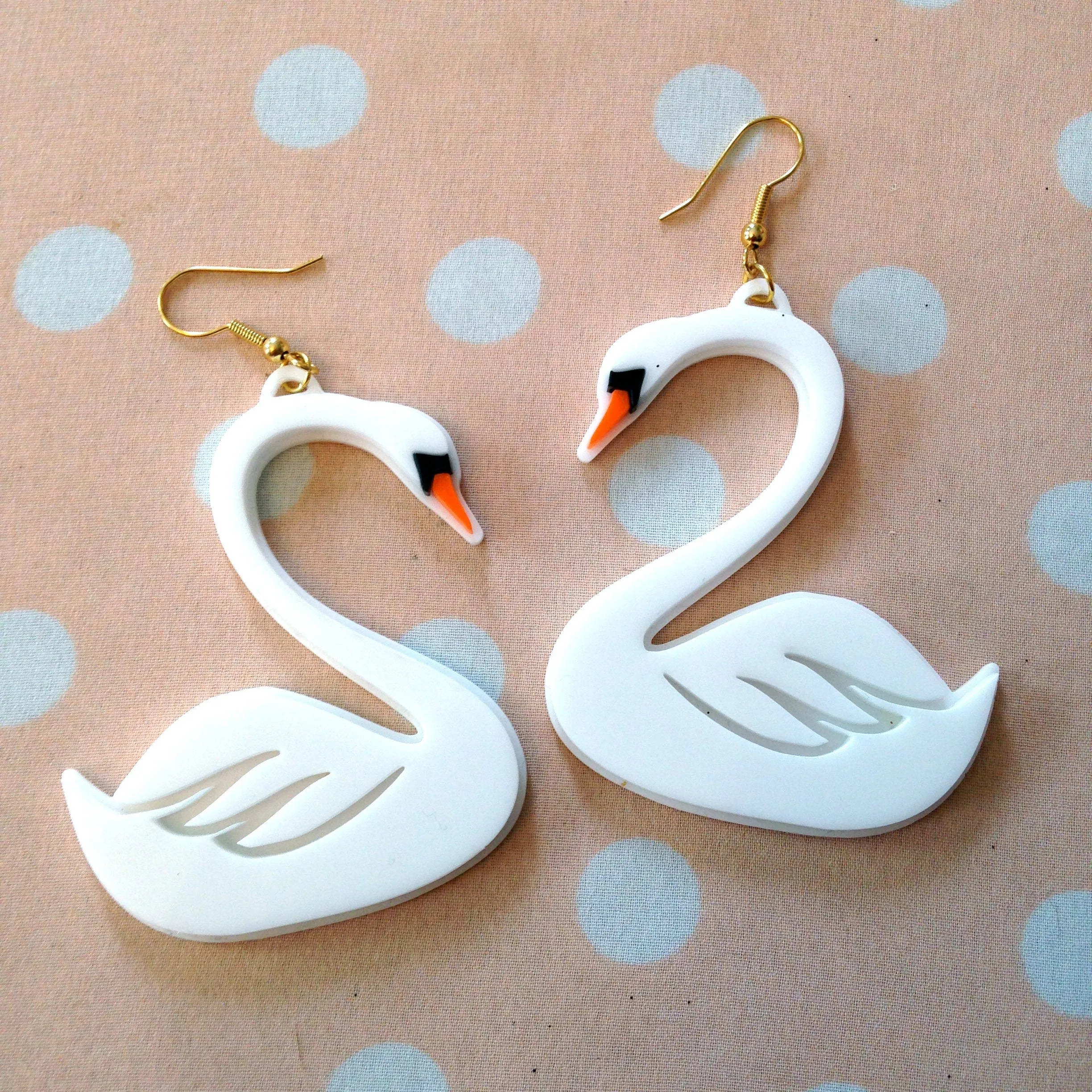 White Swan Earrings