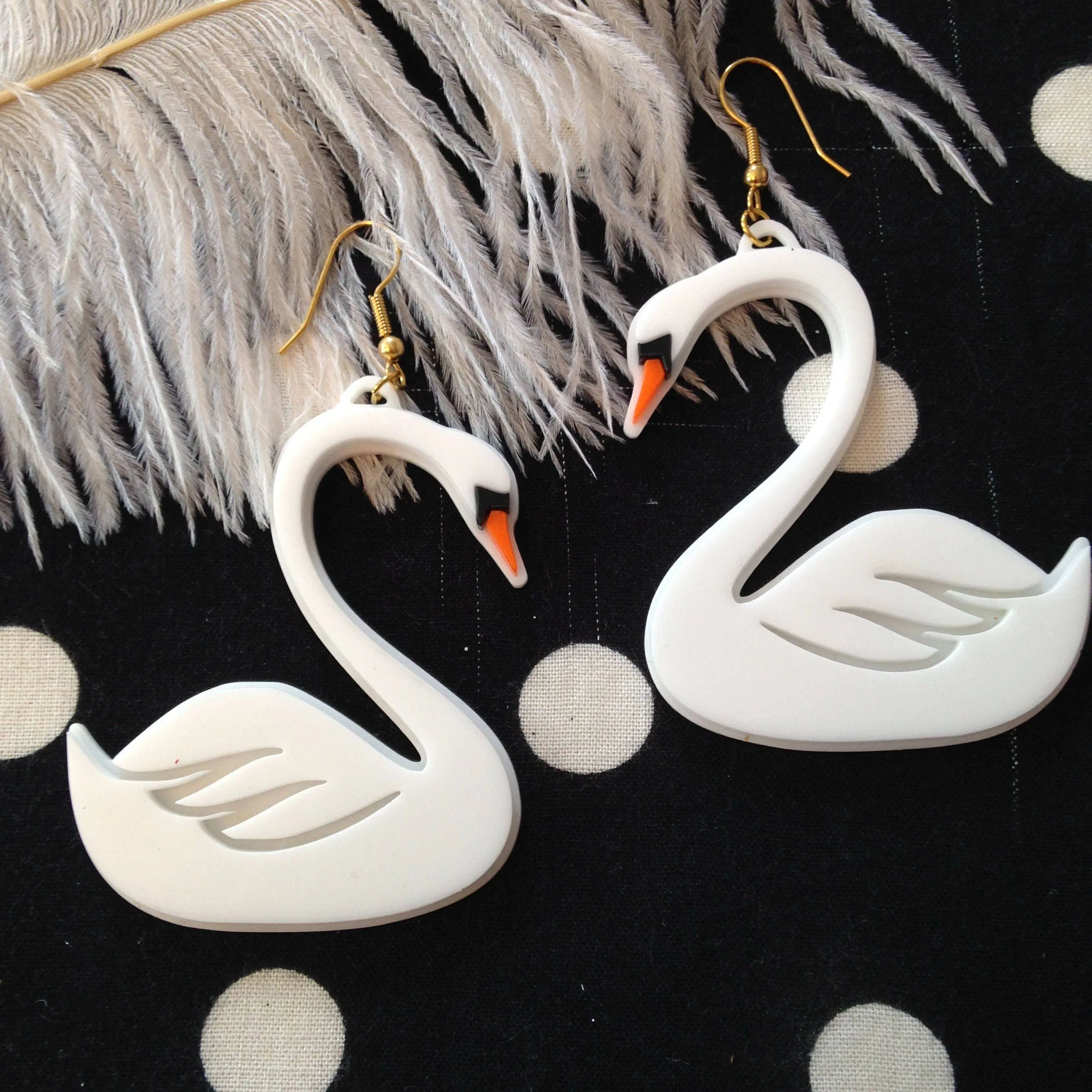 White Swan Earrings