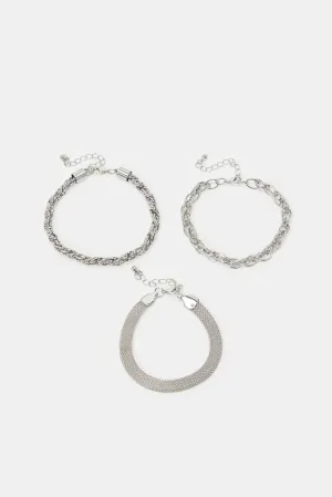 Women Silver Bracelet Set (Pack of 3)