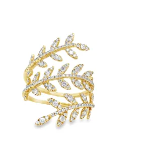 Wrap around Diamond Leaf Motif Ring