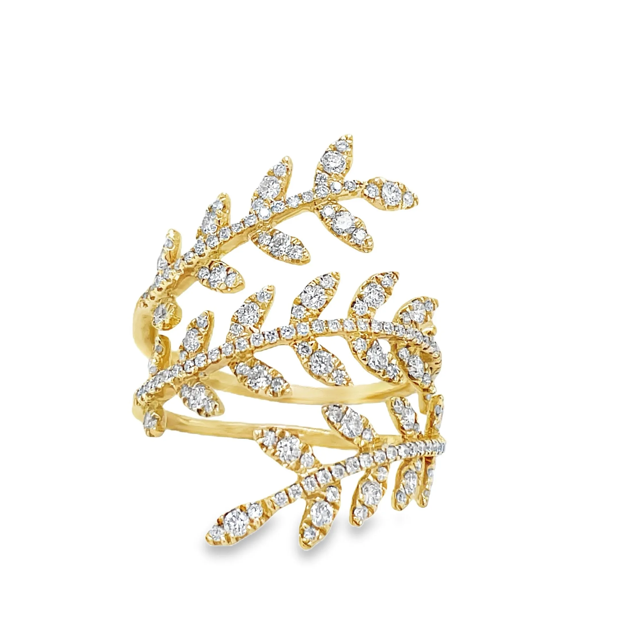 Wrap around Diamond Leaf Motif Ring