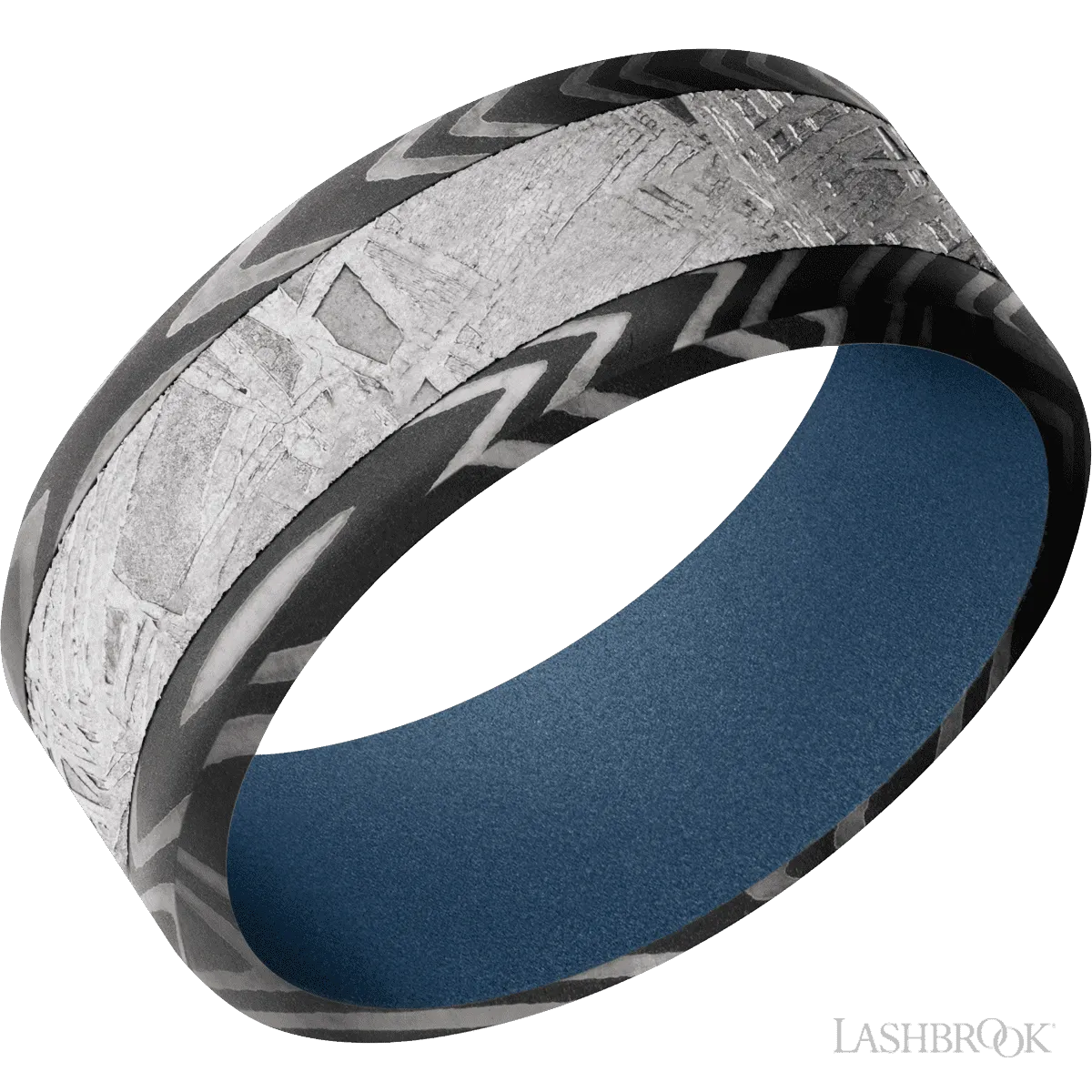 Zebra with Acid Finish and Meteorite Inlay and Polar Blue - 8MM